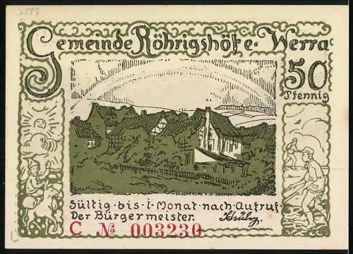 Notgeld Röhrigshof - Werra, 50 Pfennig, Eingang zum Ochsengraben