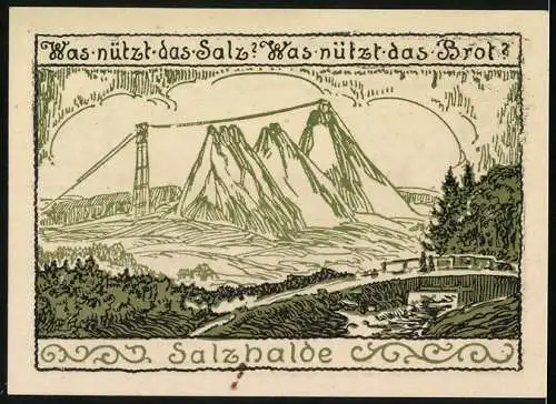 Notgeld Röhrigshof - Werra, 50 Pfennig, Blick in die Salzhalde