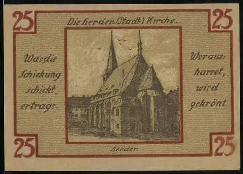 Notgeld Weimar 1921, 25 Pfennig, Herder Stadtkirche