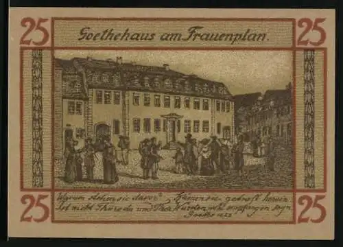 Notgeld Weimar 1921, 25 Pfennig, Goethehaus am Frauenplan