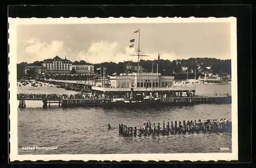 AK Heringsdorf / Seebad, Blick auf die Seebrücke