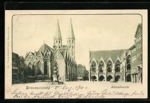 AK Braunschweig, Altstadtmarkt im strahlenden Sonnenschein