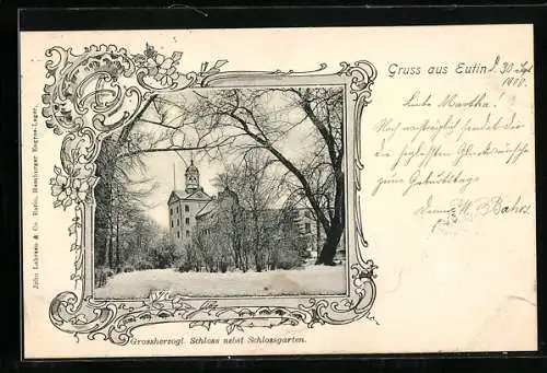 AK Eutin, Grossherzogl. Schloss nebst Schlossgarten