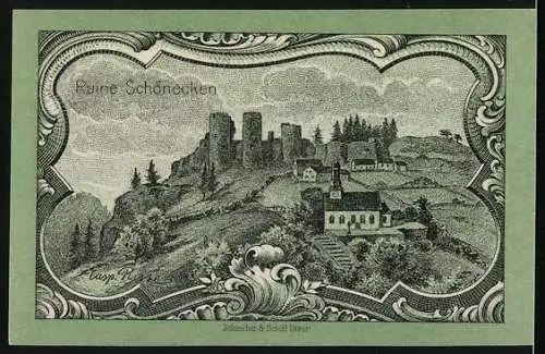 Notgeld Prüm 1920, 25 Pfennig, Wappen, Burgruine