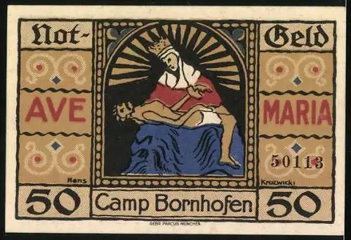 Notgeld Camp a. Rh. 1921, Heiligendarstellung, Kirche, Burgruine