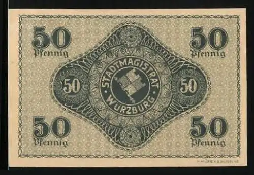 Notgeld Würzburg, 50 Pfennig, Ein Schloss im Hintergrund