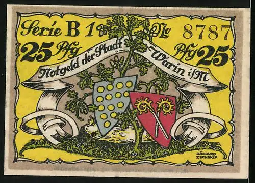 Notgeld Warin i. M. 1922, 25 Pfennig, Die Alte Bischofsburg von Südosten