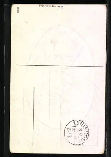 AK Hahn mit Blumen auf einem Osterei