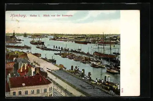 AK Hamburg, Blick von der Seewarte auf den Hafen