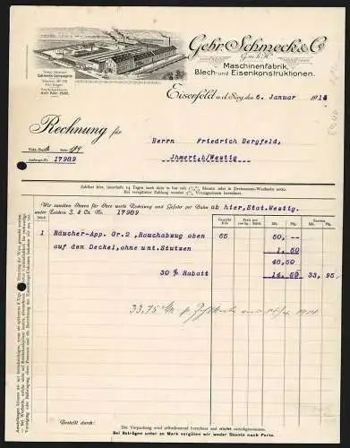 Rechnung Eiserfeld a. d. Sieg 1912, Gebr. Schmeck & Co., Maschinenfabrik, Das Betriebsgelände aus der Vogelschau