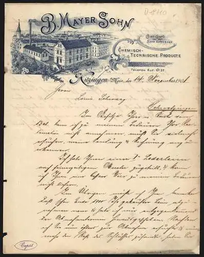 Rechnung Kitzingen 1901, B. Mayer Sohn, Chemisch-Technische Producte, Fabrikareal mit Innenhof