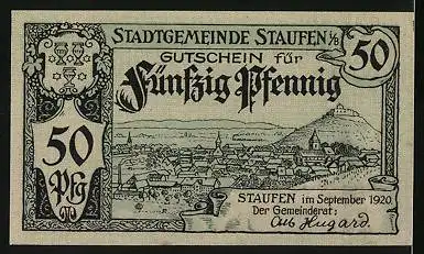 Notgeld Staufen im Breisgau 1920, 50 Pfennig, Dr. Faustus und der Teufel