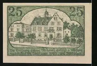 Notgeld Steinau, 25 Pfennig, Kreissparkasse