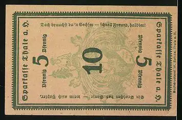 Notgeld Thale a. H. 1921, 5 Pfennig, Gebäudeansicht, Wappen