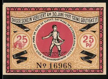 Notgeld Steinfeld /Schleswig 1920, 25 Pfennig, Bauer bei der Aussaat