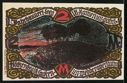 Notgeld Gross-Flottbek 1921, 2 Mark, Hünengrab, Dingstätte