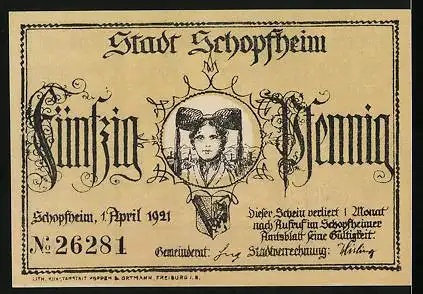 Notgeld Schopfheim 1921, 50 Pfennig, Das Habermuss