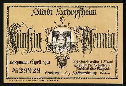 Notgeld Schopfheim 1921, 50 Pfennig, Das Habermuss