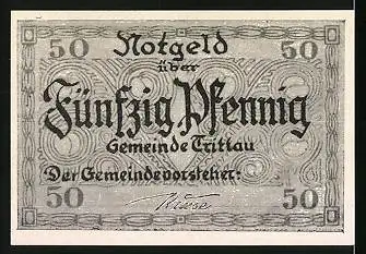 Notgeld Trittau, 50 Pfennig, Gebäudeansicht