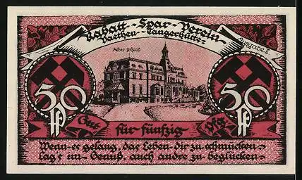 Notgeld Vaethen-Tangerhütte 1921, 50 Pfennig, Metallgiesser, Altes Schloss