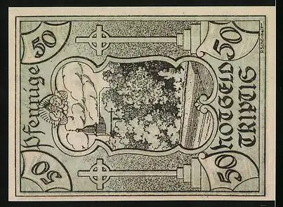 Notgeld Triptis 1921, 50 Pfennig, Pärchen mit Weinglas am Baum