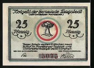 Notgeld Tangstedt, 25 Pfennig, Gedenkstein