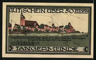 Notgeld Tangermünde 1921, 50 Pfennig, Altes Rathaus