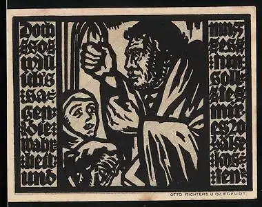 Notgeld Erfurt 1921, 50 Pfennig, Martin Luther mit erhobenen Händen