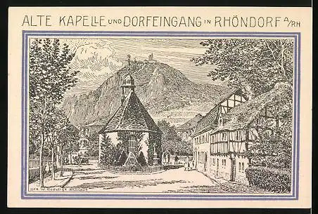 Notgeld Rhöndorf a. Rhein 1921, 99 Pfennig, Alte Kapelle und Dorfeingang, Wappen