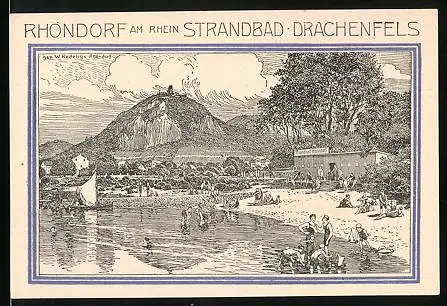 Notgeld Rhöndorf am Rhein 1921, 50 Pfennig, Strandbad Drachenfels, Wappen
