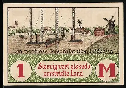 Notgeld Brunde 1920, 1 Mark, Telegrafen-Station