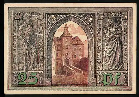 Notgeld Finsterwalde 1921, 25 Pfennig, Schloss, Wappen