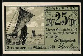 Notgeld Cuxhaven 1919, 25 Pfennig, Alte Liebe, Schloss Ritzebüttel