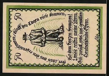Notgeld Delbrück i. Westf. 1921, 50 Pfennig, betender Bauer