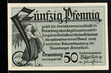 Notgeld Dramburg 1920, 50 Pfennig, Schleifmühle