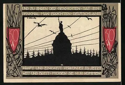 Notgeld Detmold 1920, 50 Pfennig, Wappen, Um zu Ehren der Geschichten...