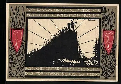 Notgeld Detmold 1920, 50 Pfennig, Wappen, Weh das war ein grosses Morden...