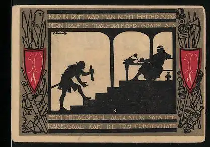Notgeld Detmold 1920, 50 Pfennig, Wappen, Nur in Rom war man nicht heiter