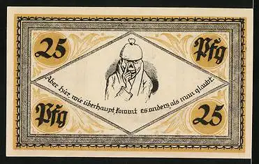 Notgeld Stolzenau /Weser 1921, 25 Pfennig, Wilhelm Busch
