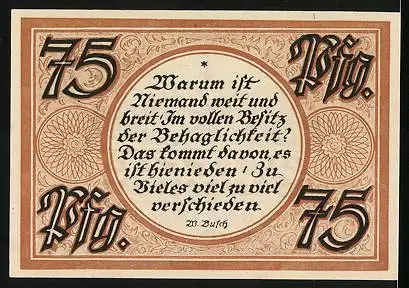 Notgeld Stolzenau /Weser 1921, 75 Pfennig, Kloster Loccum