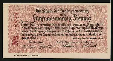 Notgeld Flensburg 1920, 25 Pfennig, Wappen