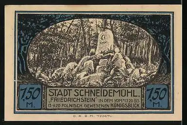 Notgeld Schneidemühl, 1,50 Mark, Wappen, Friedrichstein