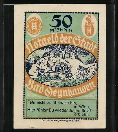 Notgeld Bad Oeynhausen 1921, 50 Pfennig, Kurgast im Heilbad