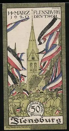 Notgeld Flensburg 1920, 50 Pfennig, Volksentscheid pro Deutschland