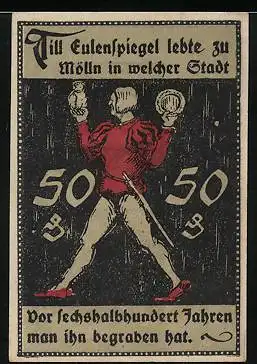 Notgeld Mölln 1921, 50 Pfennig, Till Eulenspiegel