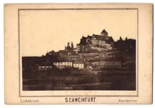 Fotografie - Lichtdruck Bauer-Kornacher, Ansicht Schweinfurt, Uferpartie mit Blick zur Festung