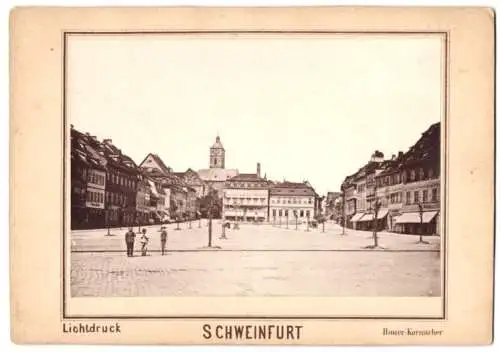 Fotografie - Lichtdruck Bauer-Kornacher, Ansicht Schweinfurt, Marktplatz mit Ladengeschäften & Geschäftshäusern