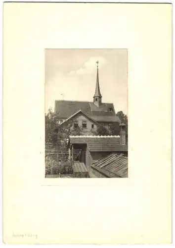 Fotografie A. Besch, Ansicht Einberg bei Coburg, Ortsansicht mit Wohnhaus und Kirche