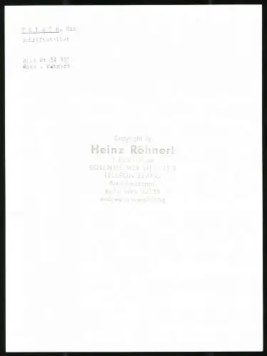 Fotografie Heinz Röhnert, Berlin, Portrait Schriftsteller Max Frisch