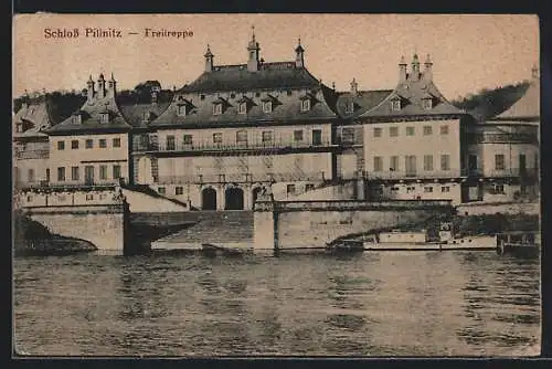 AK Pillnitz / Elbe, Schloss mit Freitreppe